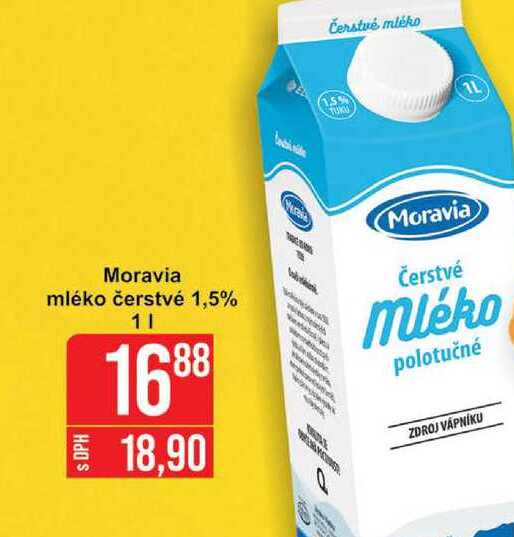 Moravia mléko čerstvé 1,5% 1kg