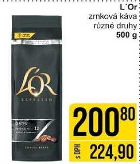 L'Or- zrnková káva různé druhy 500 g 