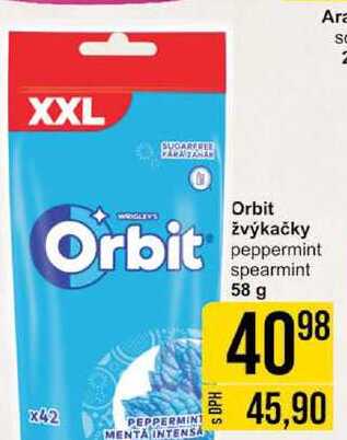 Orbit žvýkačky peppermint spearmint 58 g