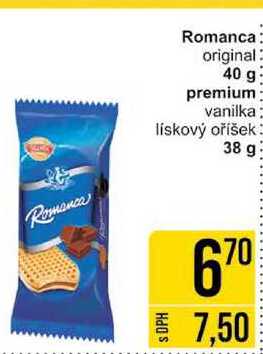 Romanca original 40 g premium vanilka lískový oříšek 38 g