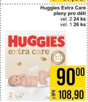 Huggies Extra Care pleny pro děti vel. 2 24 ks vel. 1 26 ks 