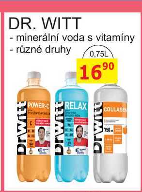 Drwitt DR. WITT, minerální voda s vitamíny - různé druhy 0,75L 