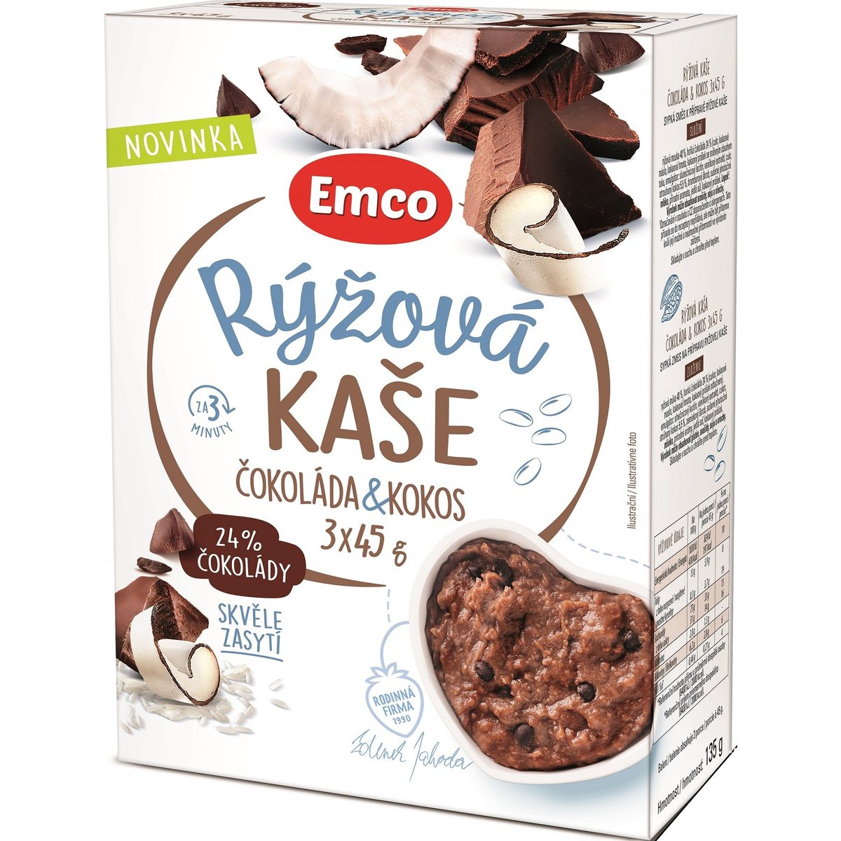 Emco Rýžová kaše čokoláda a kokos 3×45g