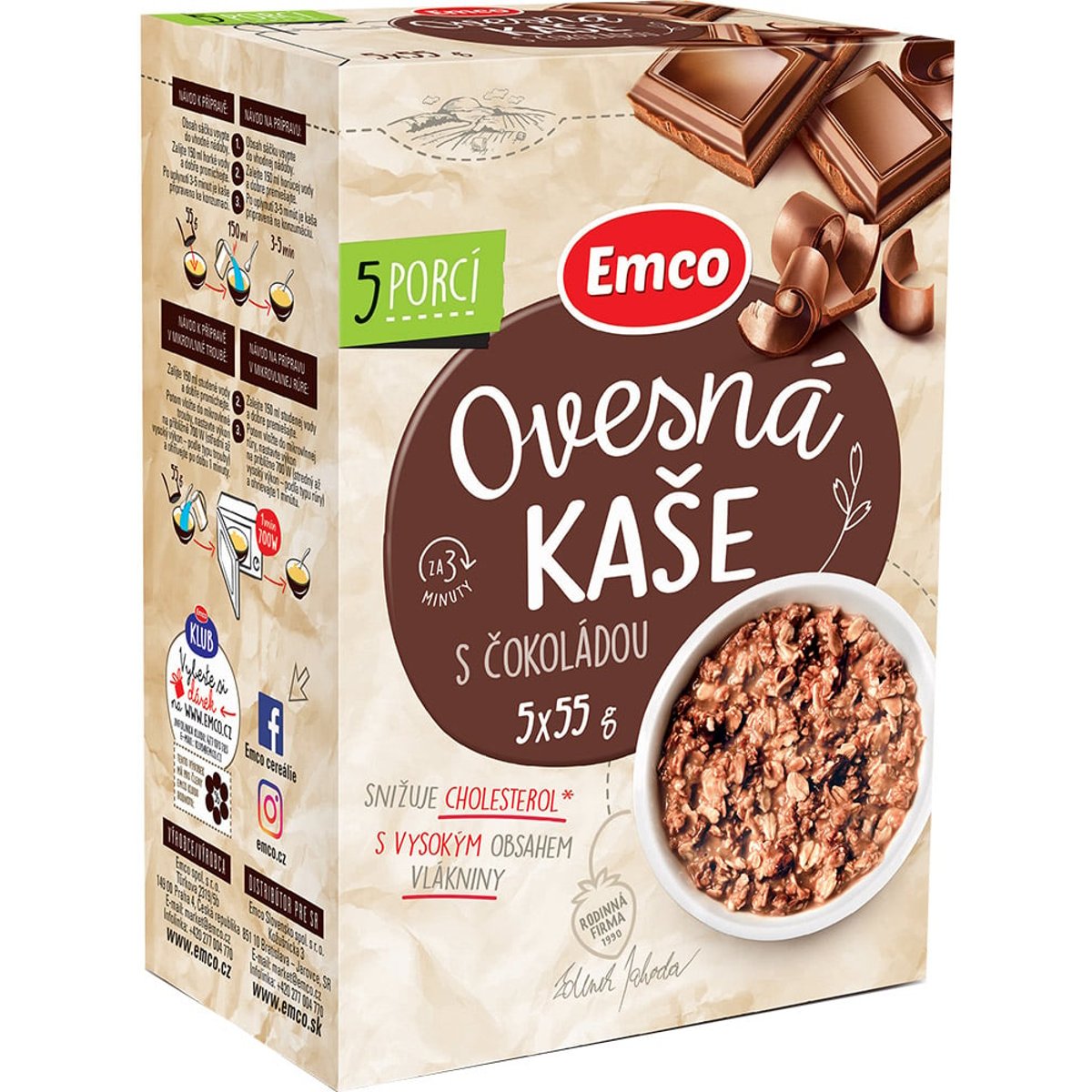 Emco Ovesná kaše s čokoládou 5x55g