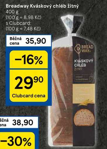 Breadway Kváskový chléb žitný, 400 g