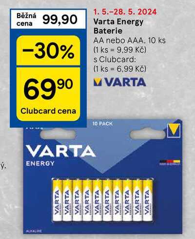 Varta Energy Baterie AA nebo AAA, 10 ks