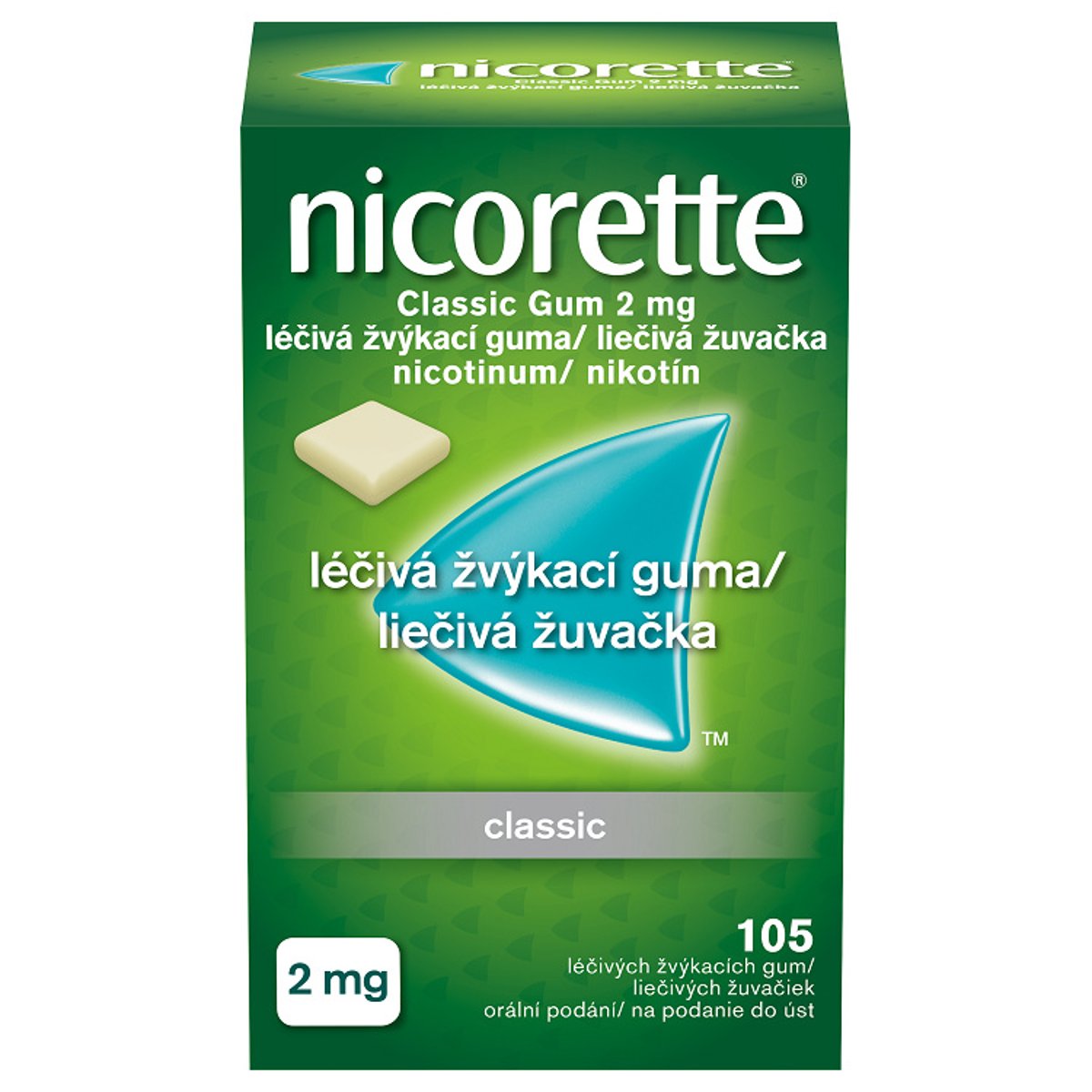 NICORETTE CLASSIC GUM 2MG Léčivá žvýkací guma 105