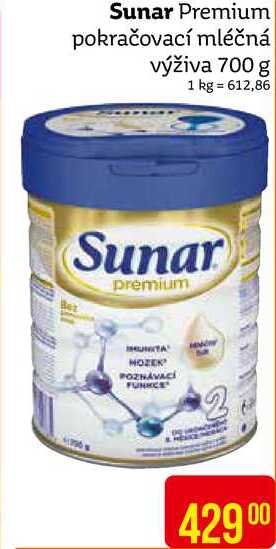 Sunar Premium pokračovací mléčná výživa 700 g 