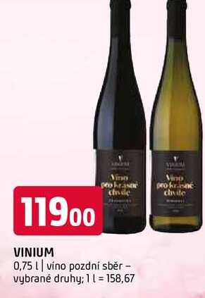 Vinium 0,75l víno pozdní sběr vybrané druhy