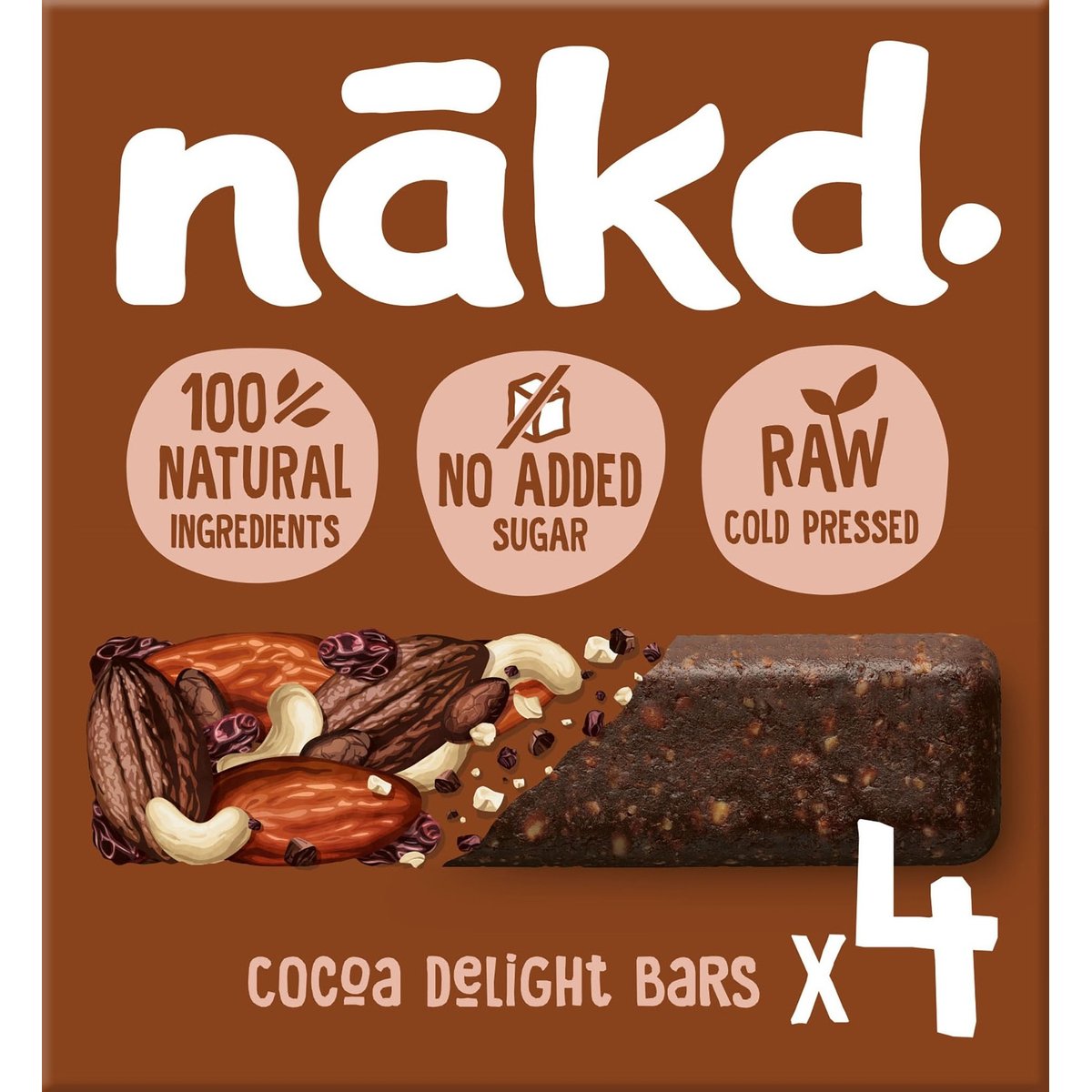 NAKD Cocoa Delight Ovocno-oříškové RAW tyčinky s kakaem 4×35 g