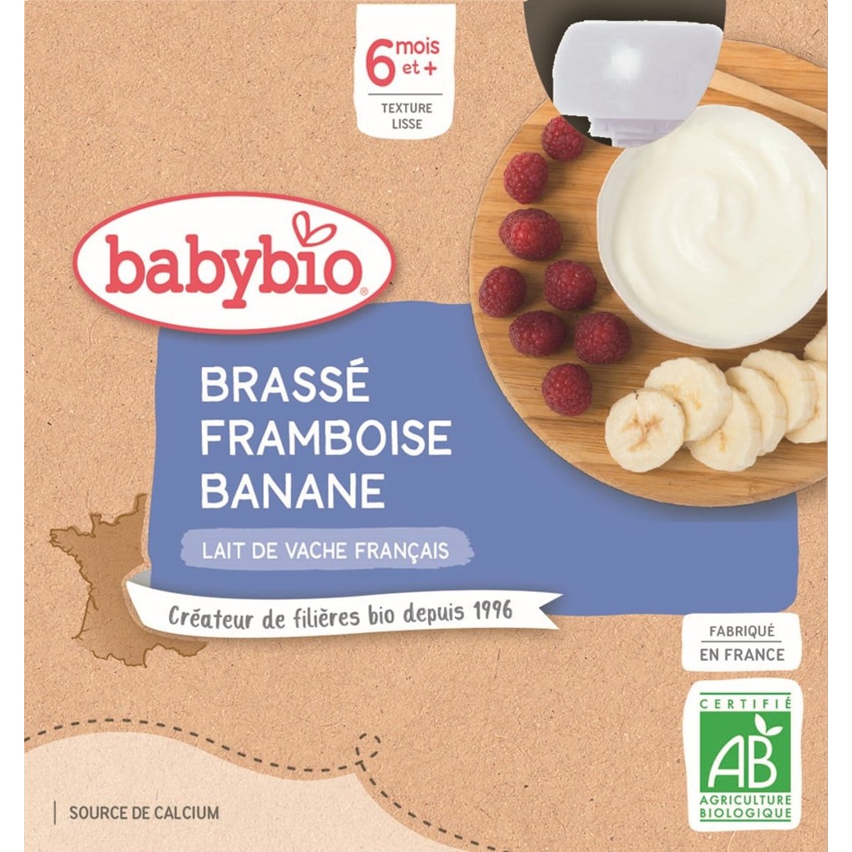 Babybio BIO Mléčný dezert malina-banán (4×85g)