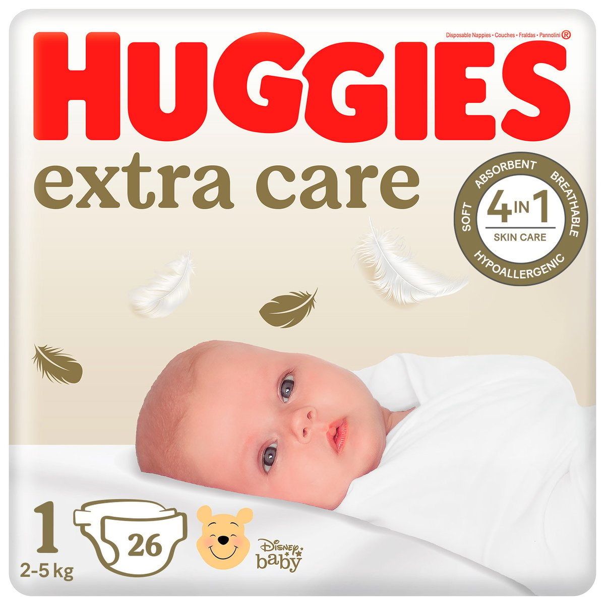 Huggies Extra Care jednorázové plenky 1 (2–5 kg)