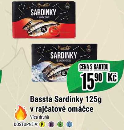 Bassta Sardinky 125g v rajčatové omáčce 