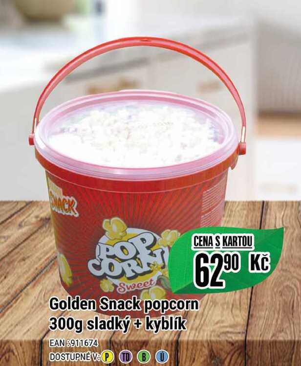 Golden Snack popcorn 300g sladký+kyblík  