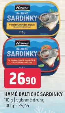 Hamé baltické sardinky 110 g vybrané druhy 