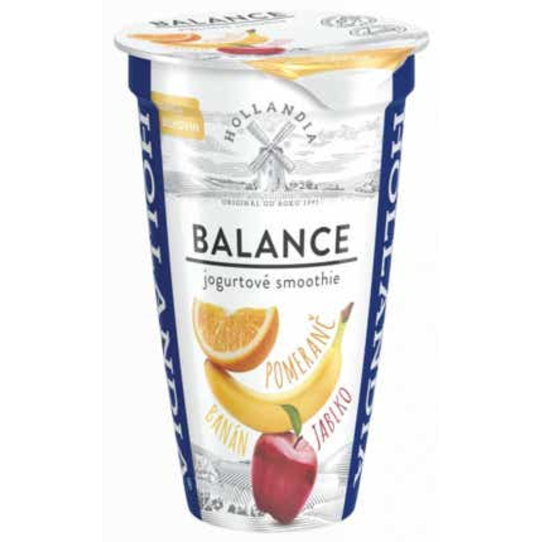 Hollandia Balance jogurtové smoothie banán, jablko, pomeranč