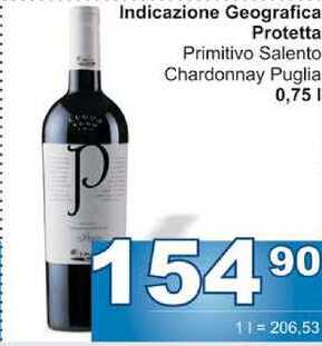 Indicazione Geografica Protetta Primitivo Salento Chardonnay Puglia 0,75l