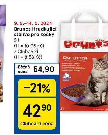 Brunos Hrudkující stelivo pro kočky, 5 l