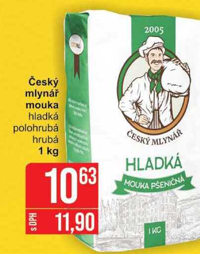 Český mlynář mouka hladká polohrubá hrubá 1 kg 