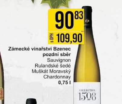 Zámecké vinařství Bzenec pozdní sběr Sauvignon Rulandské šedé Muškát Moravský Chardonnay 0,75l