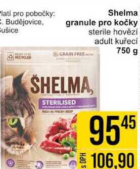 Shelma granule pro kočky sterile hovězí adult kuřecí 750 g 