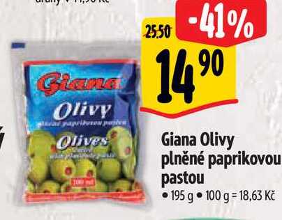   Giana Olivy plněné paprikovou pastou 195 g 