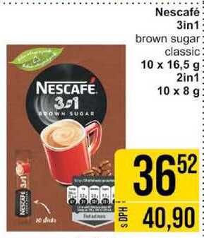 Nescafé 3in1 brown sugar classic 10 x 16,5 g