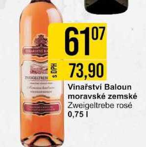Vinařství Baloun moravské zemské Zweigeltrebe rosé 0,75l