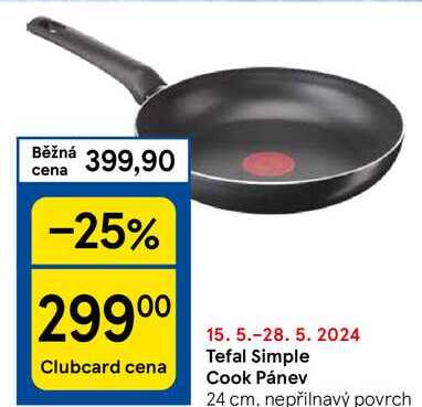 Tefal Simple Cook Pánev 24 cm, nepřilnavý povrch 