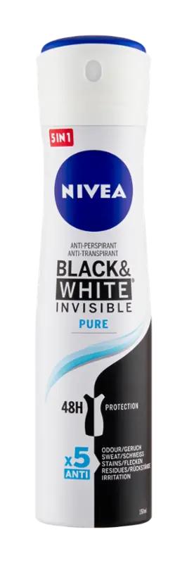 NIVEA Antiperspirant sprej pro ženy Black & White Invisible Pure, 150 ml