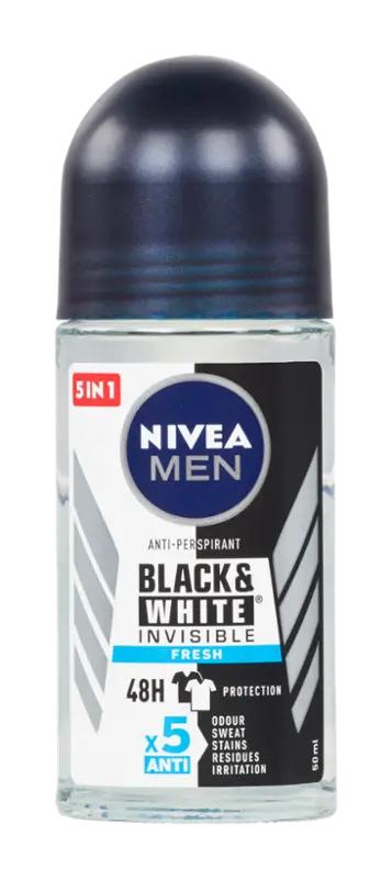 NIVEA Men Antiperspirant roll-on pro muže Black & White Invisible Fresh, 50 ml