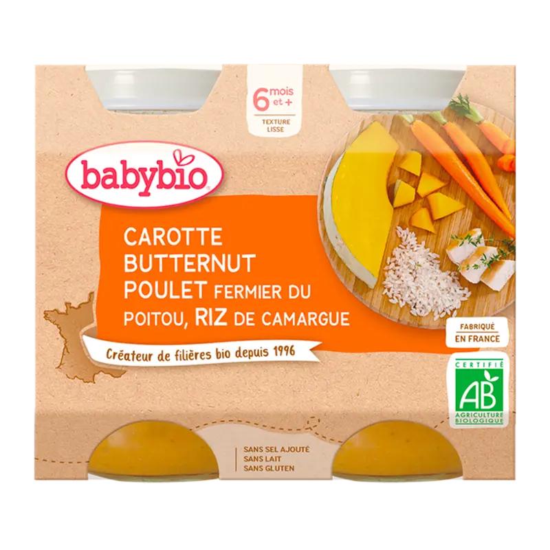 Babybio Bio mrkev, máslová dýně, kuře a rýže, 400 g
