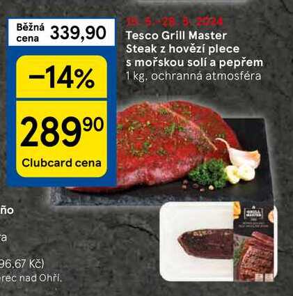 Tesco Grill Master Steak z hovězí plece s mořskou solí a pepřem, 1 kg