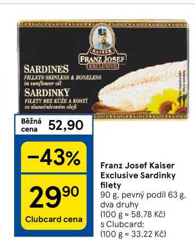 Franz Josef Kaiser Exclusive Sardinky filety, 90 g
