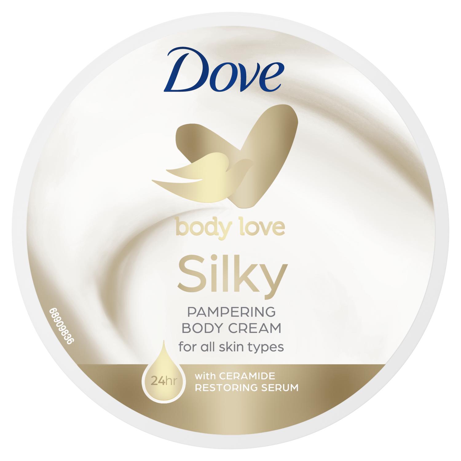 Dove Nourishing Body Care Silky, výživný tělový krém pro všechny typy pleti, 300 ml