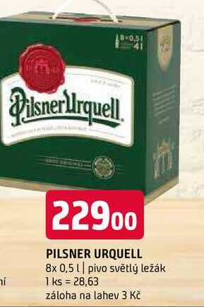 Pilsner Urquell Pivo ležák světlý 8 x 0,5l 