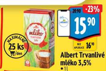 Albert Trvanlivé mléko 3,5%, 1 l