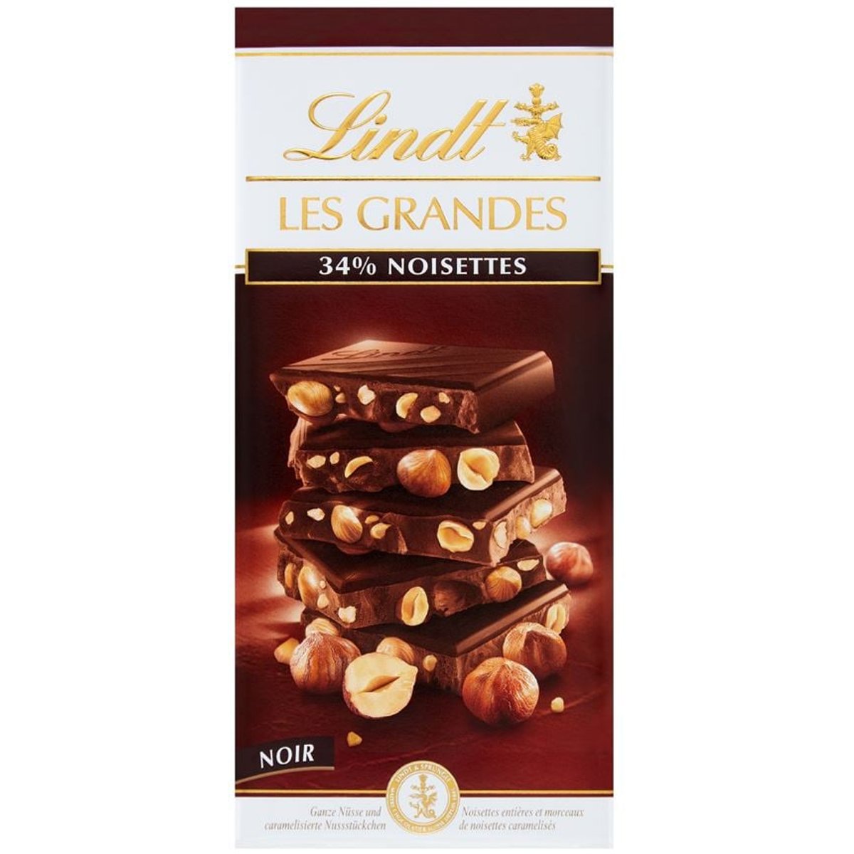 Lindt Les Grandes Hořká čokoláda s celými lískovými jádry