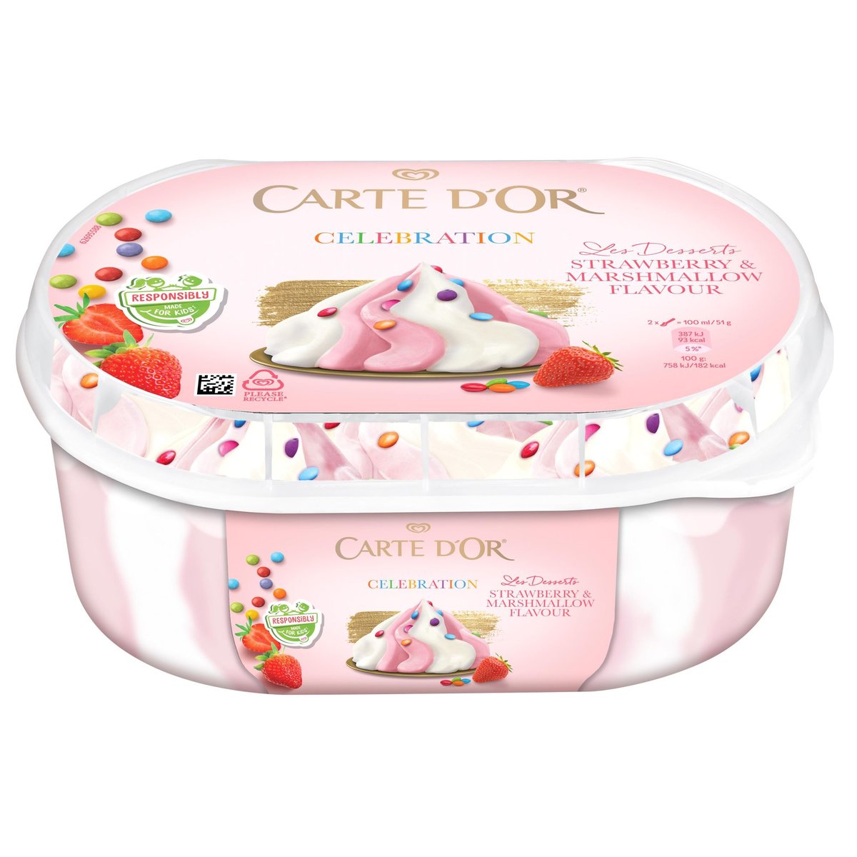 Carte d'Or Celebration zmrzlina s příchutí jahod a marshmallow