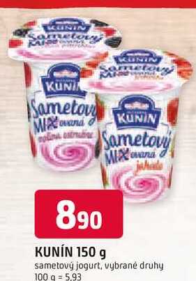 KUNÍN 150 g sametový jogurt, vybrané druhy 