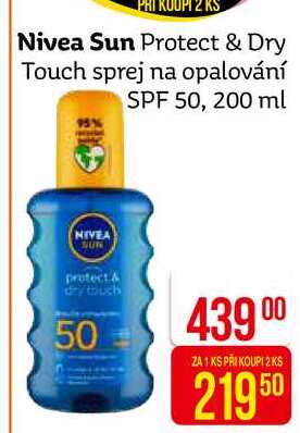 Nivea Sun Protect & Dry Touch sprej na opalování SPF 50, 200 ml