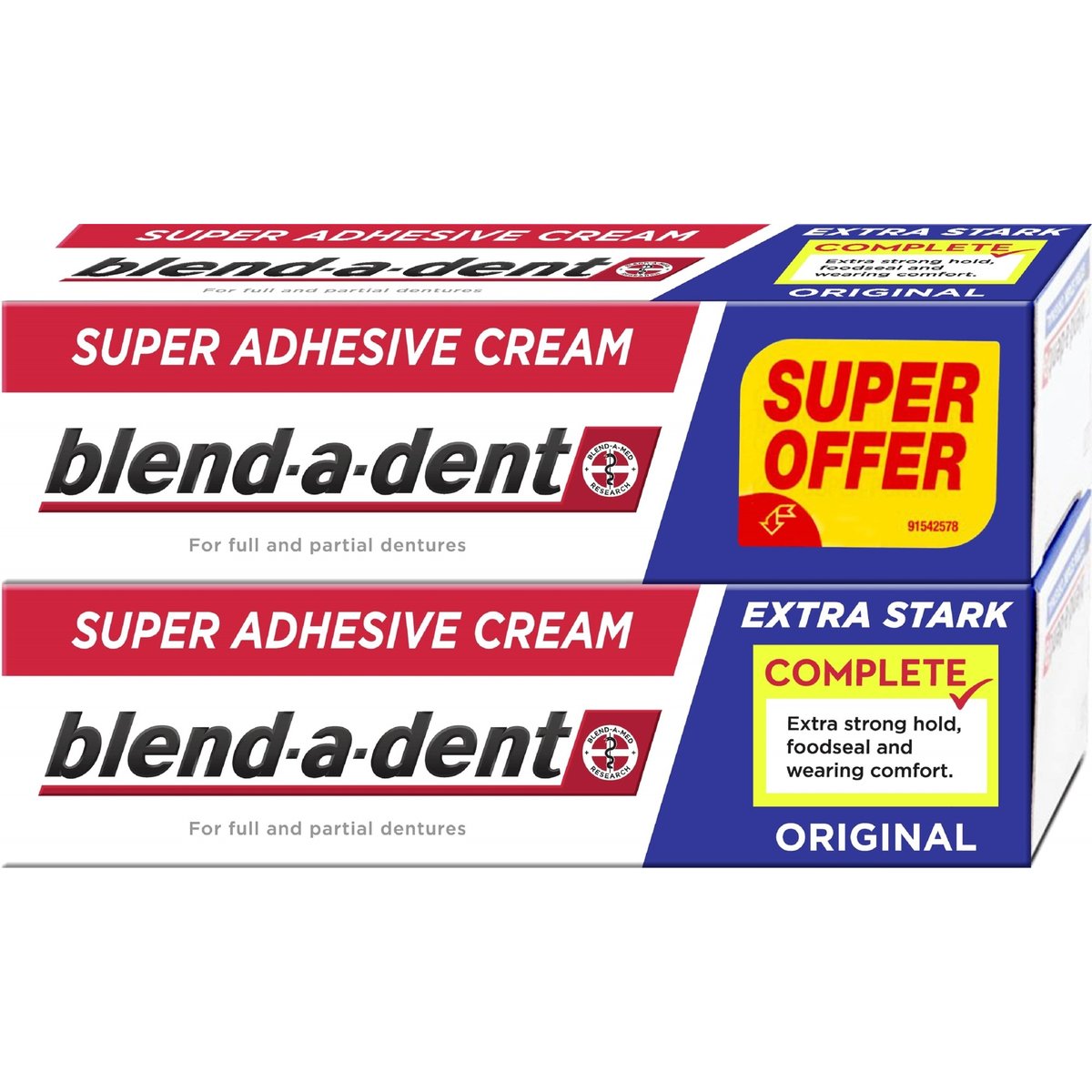 Blend-a-dent Complete Original Fixační krém na zubní náhradu 2×47 g