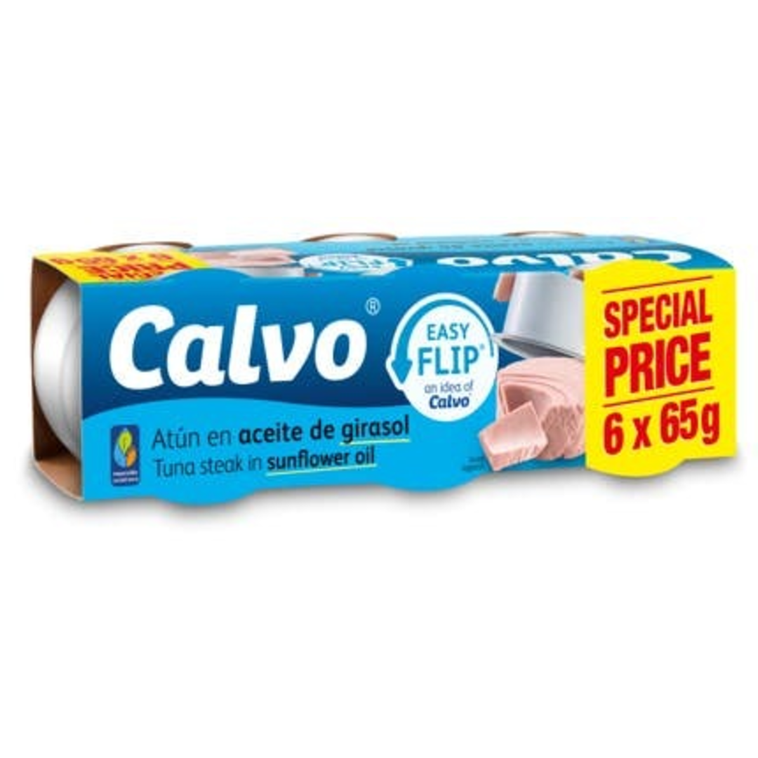 Calvo Easy flip Tuňák ve slunečnicovém oleji 6x65g