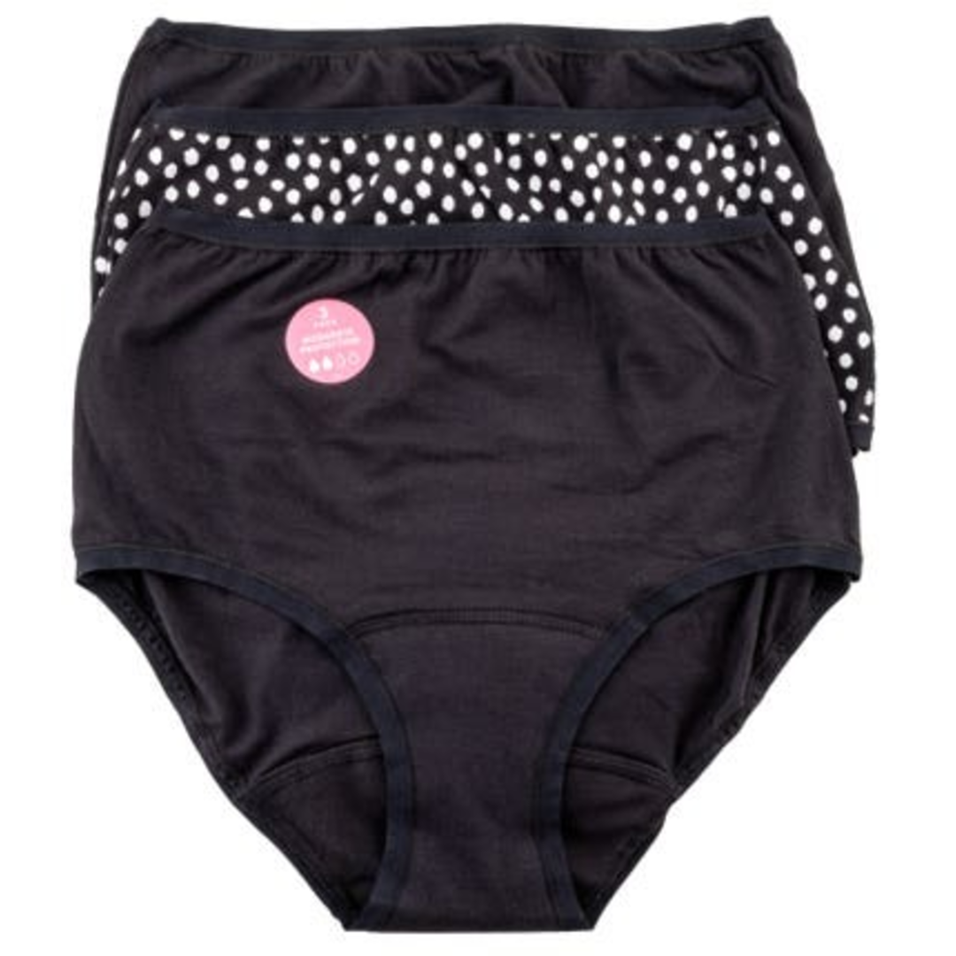 Marks & Spencer Menstruační kalhotky vyššího střihu, středně savé, mix barev s puntíkem, 3 ks, vel. 8