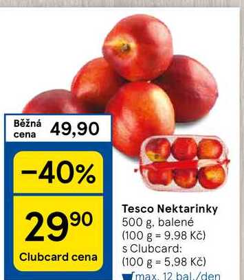 Tesco Nektarinky, 500 g, balené