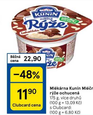 Mlékárna Kunín Mléčn rýže ochucená, 175 g. více druhů 
