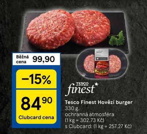 Tesco Finest Hovězí burger, 330 g. ochranná atmosféra