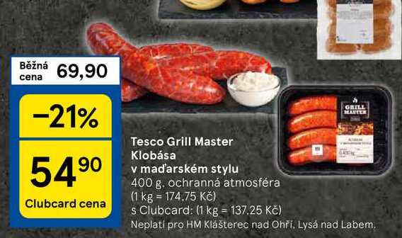 Tesco Grill Master Klobása v maďarském stylu, 400 g