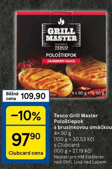 Tesco Grill Master Pološtiepok s brusinkovou omáčkou, 4x 90 g 