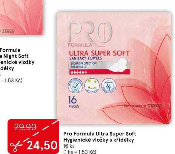 Pro Formula Ultra Super Soft Hygienické vložky s křidélky, 16 ks